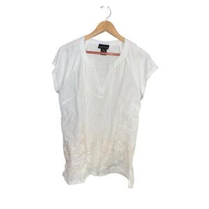 Liv Los Angeles Cream Embroidered Tunic V-Neck Boho Top Women's XL